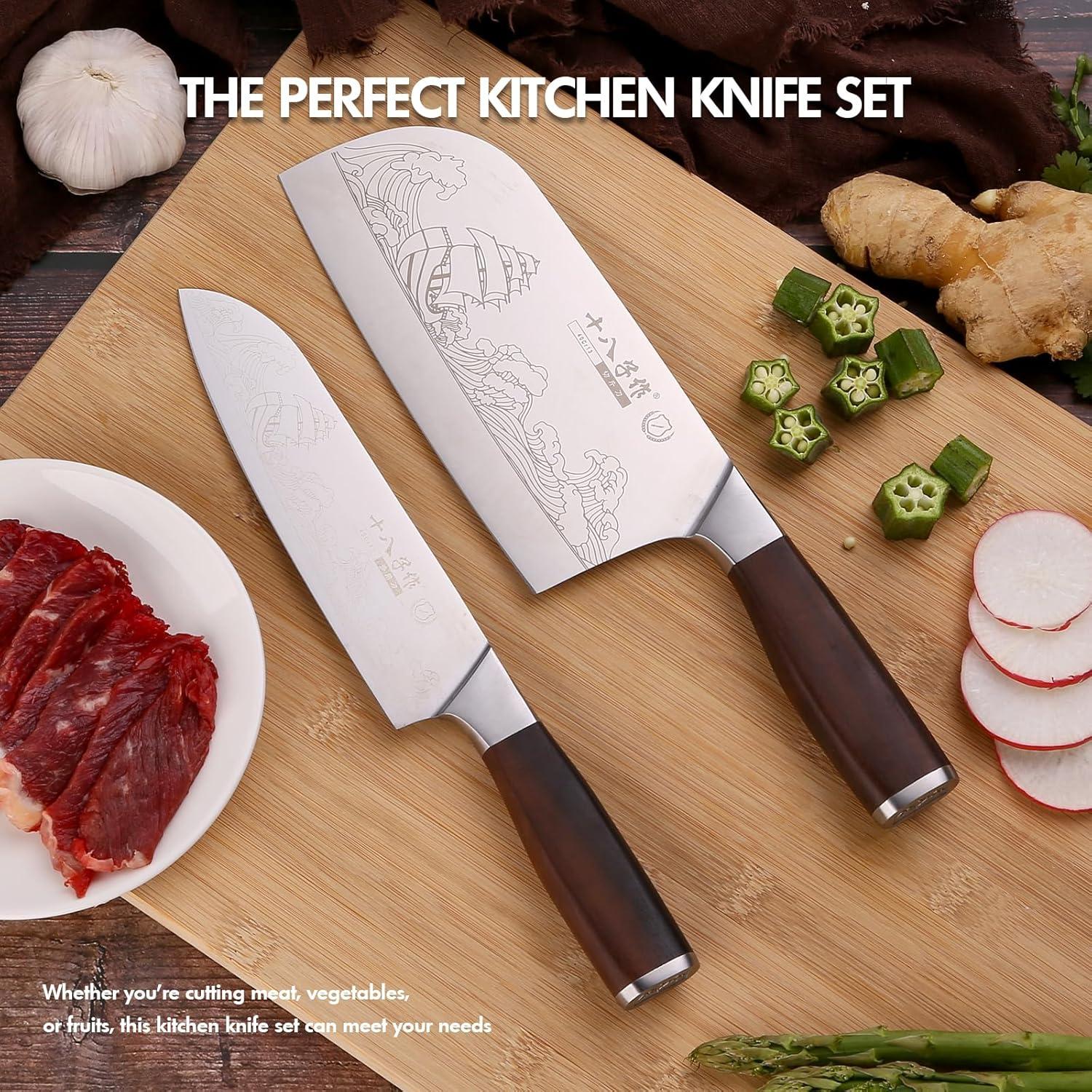 Juego de Cuchillos de Cocina SHI BA ZI ZUO 2 Pcs Acero Inoxidable