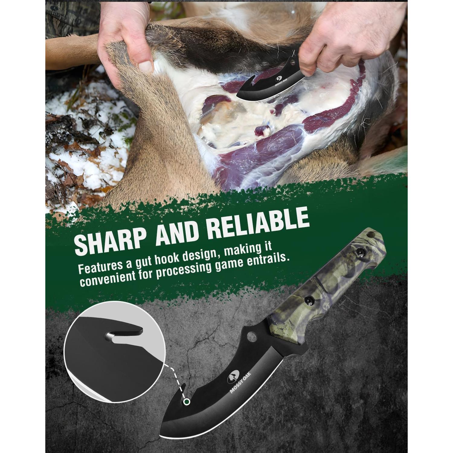 Juego de Cuchillos de Caza Mossy Oak - 2 Piezas, Funda Incluida