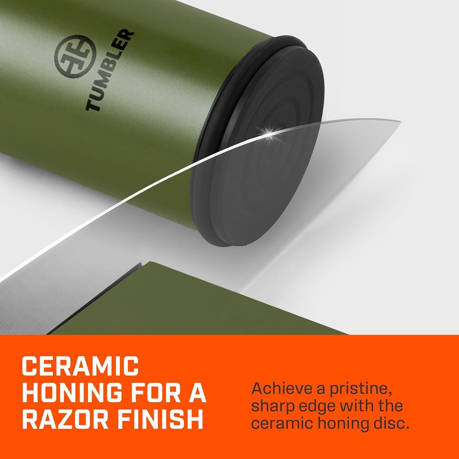 Afilador de Cuchillos TUMBLER Pro Verde Bosque - Disco Diamante 4 Capas