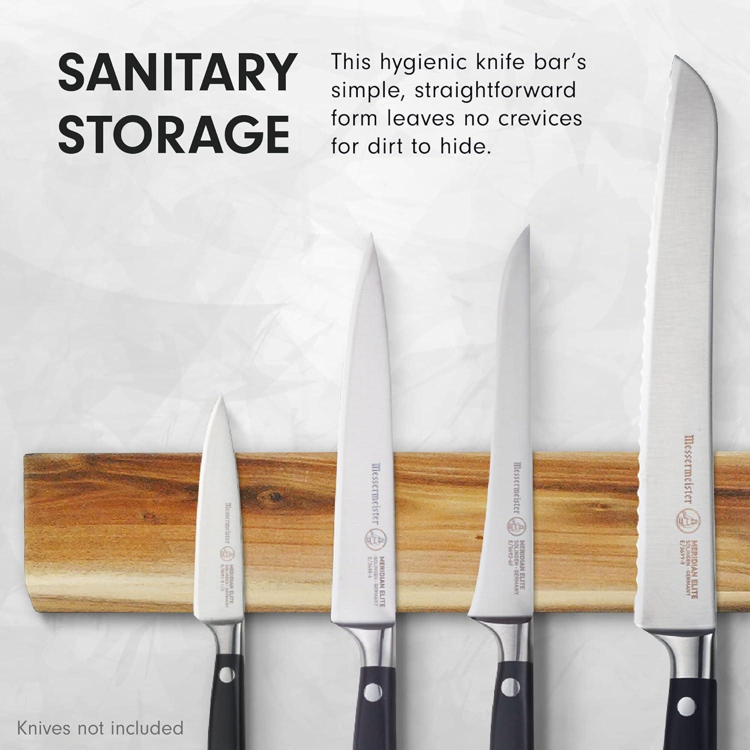 Tira Magnética para Cuchillos Messermeister 42.5 cm Madera Acacia