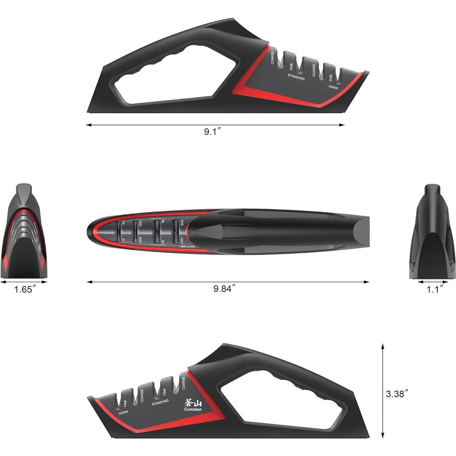 Afilador de Cuchillos Cangshan SHARK 4 Etapas Rojo 331g