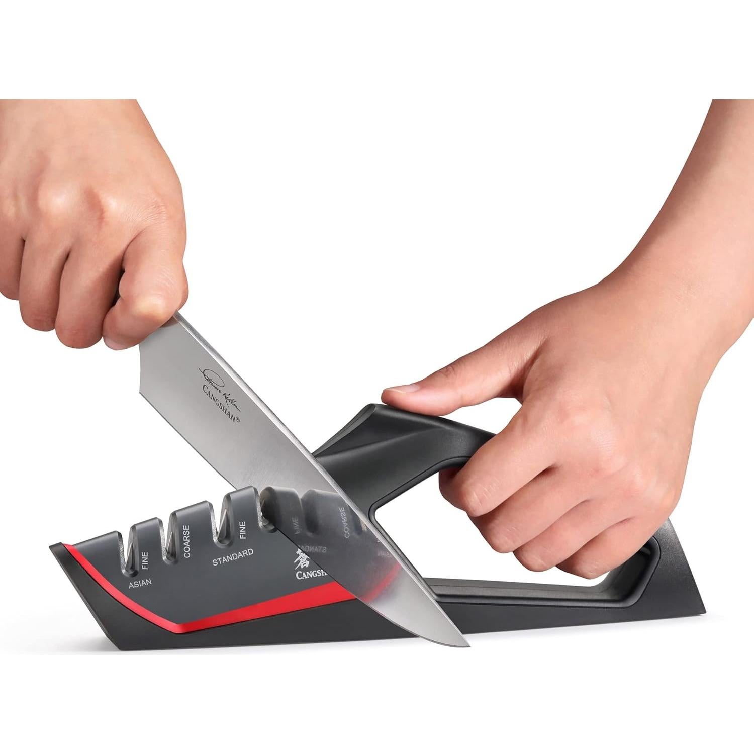 Afilador de Cuchillos Cangshan SHARK 4 Etapas Rojo 331g