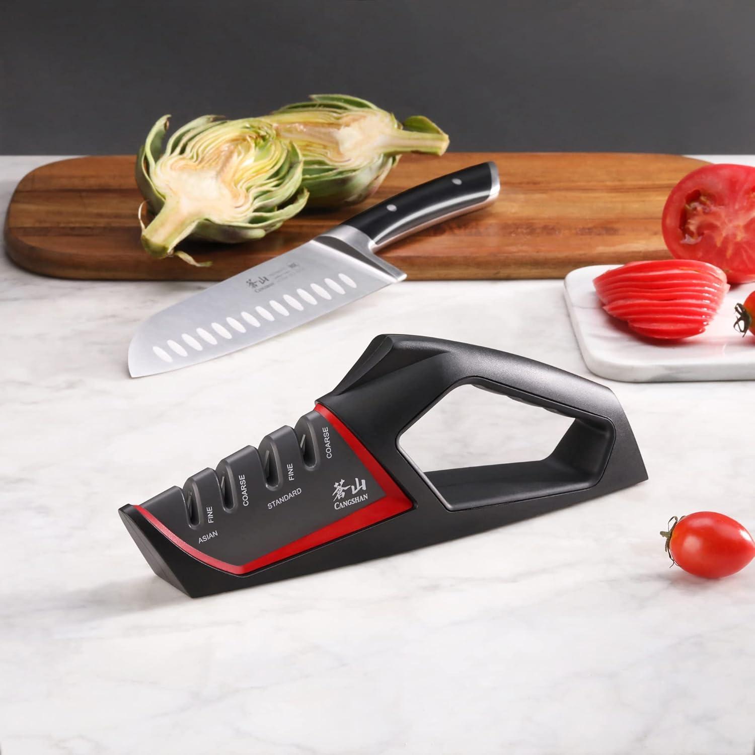 Afilador de Cuchillos Cangshan SHARK 4 Etapas Rojo 331g