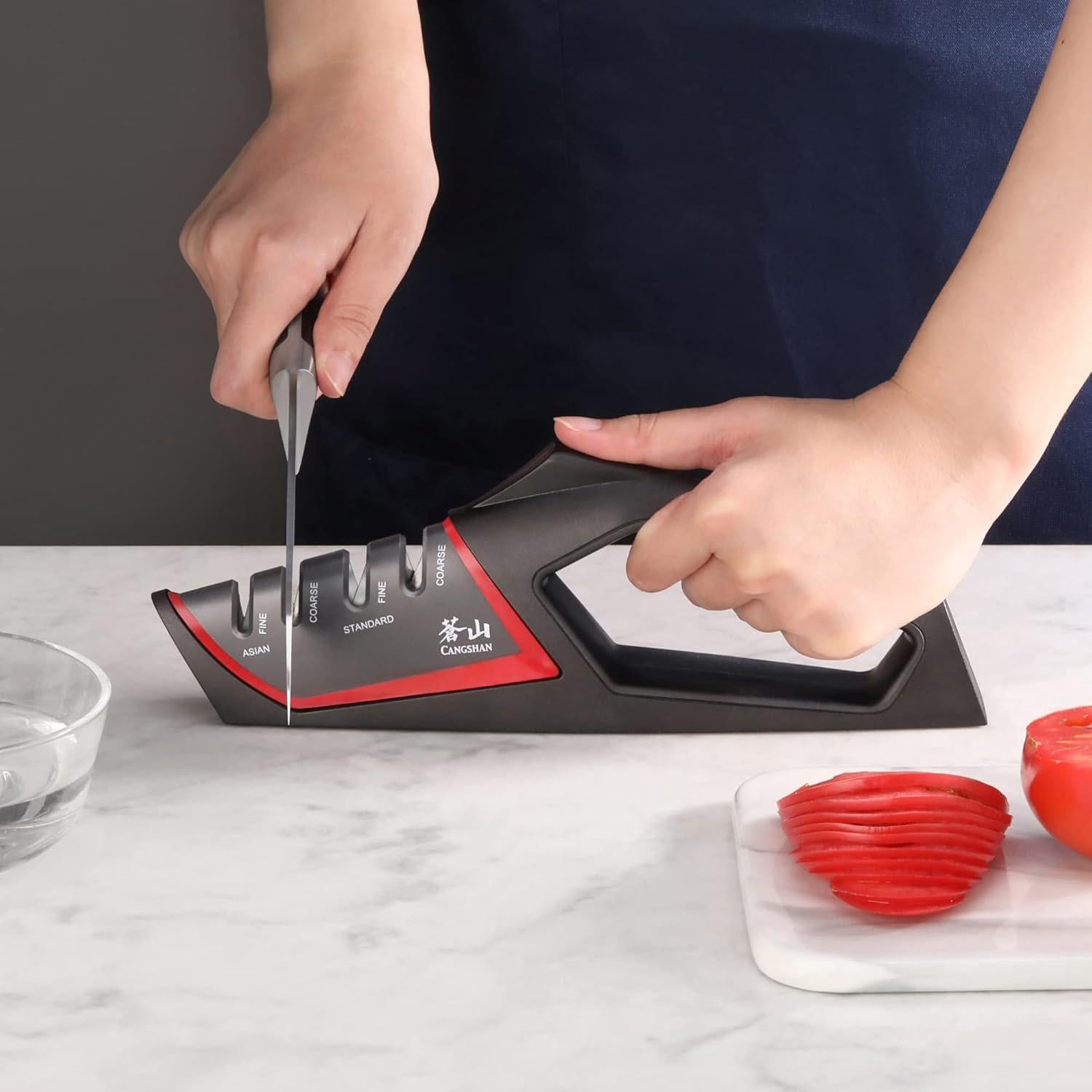 Afilador de Cuchillos Cangshan SHARK 4 Etapas Rojo 331g
