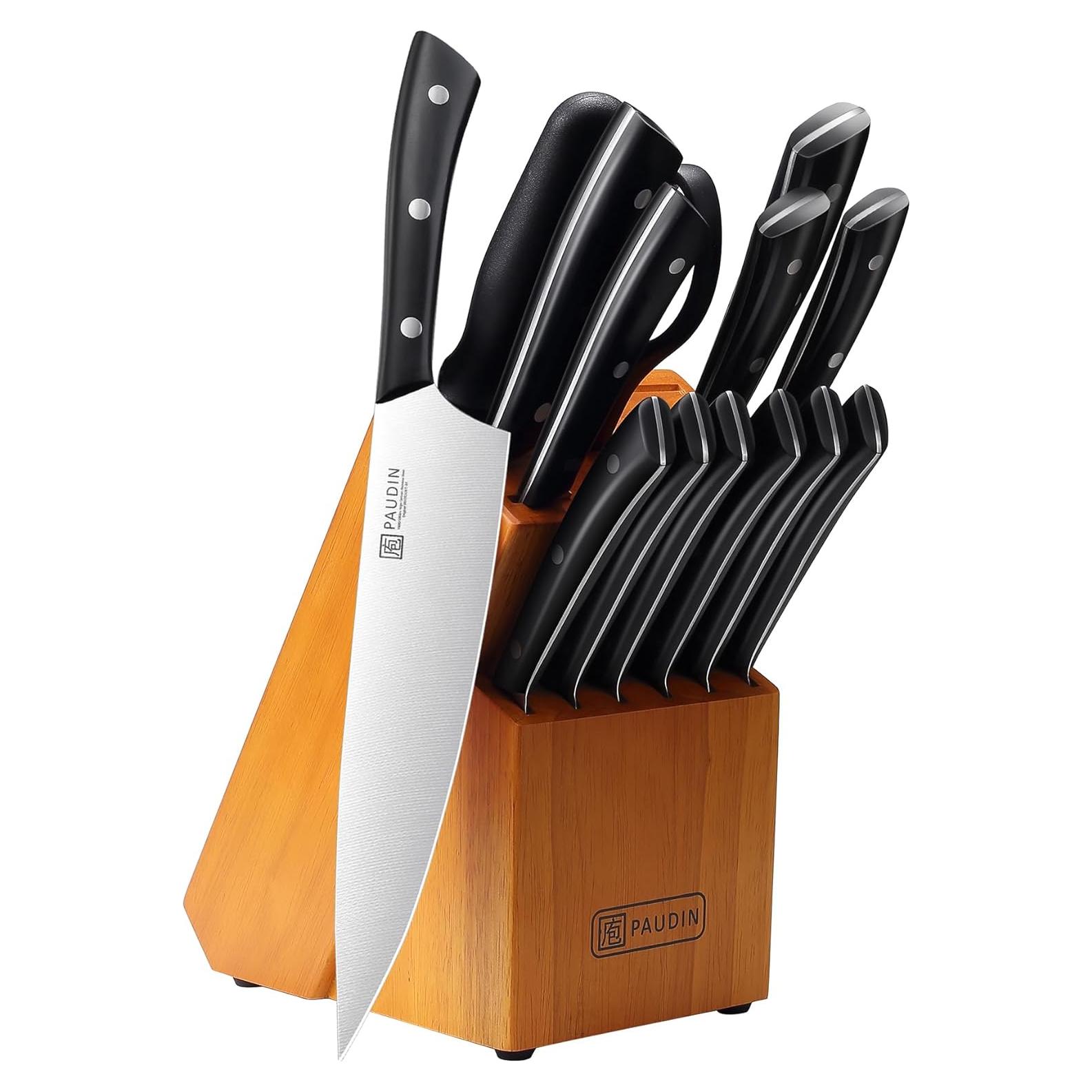 Juego de Cuchillos de Cocina PAUDIN 15 Piezas Acero Alemán