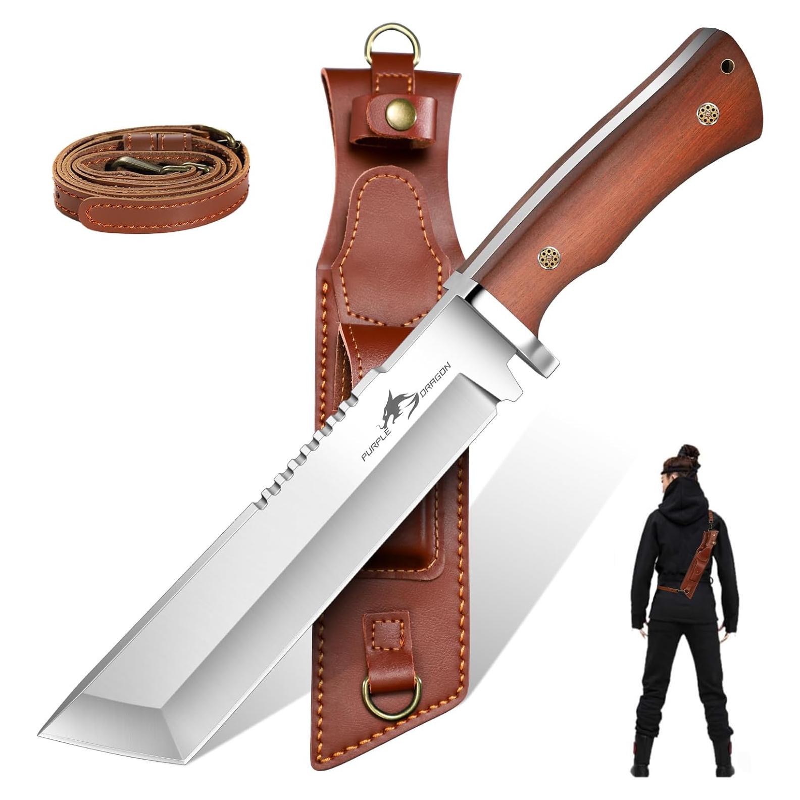 Cuchillo Tanto Japonés Dragón Púrpura 22.86 cm con Funda