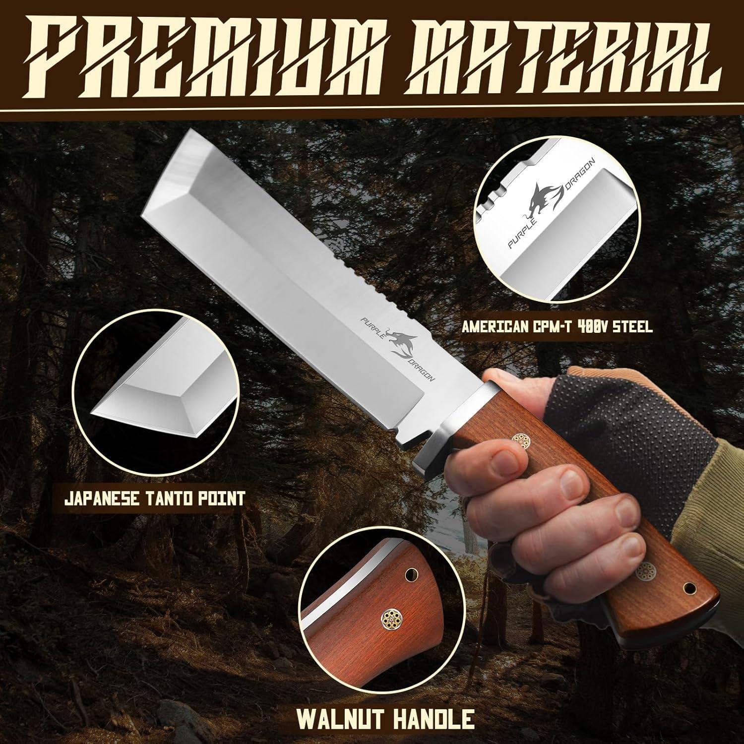 Cuchillo Tanto Japonés Dragón Púrpura 22.86 cm con Funda