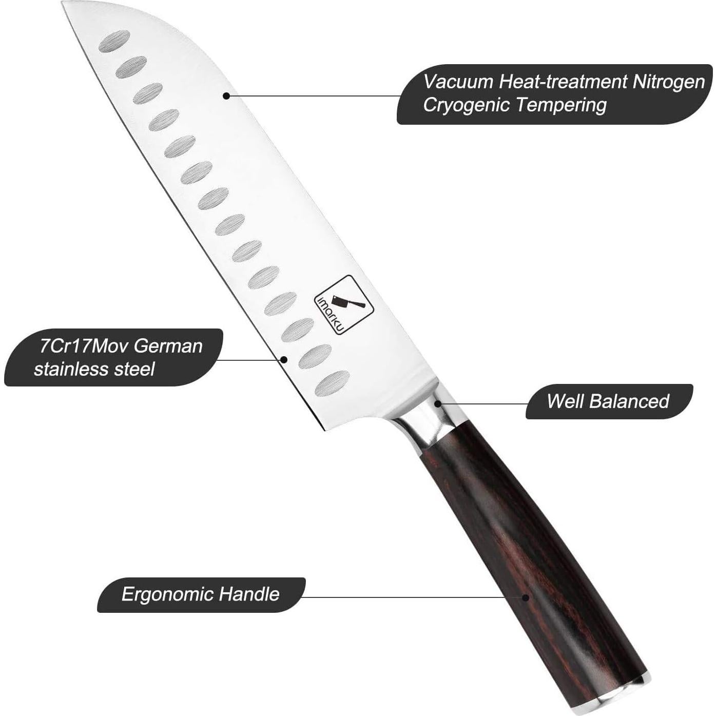 Cuchillo de Chef Santoku imarku 18 cm Acero Inoxidable Ultra Afilado