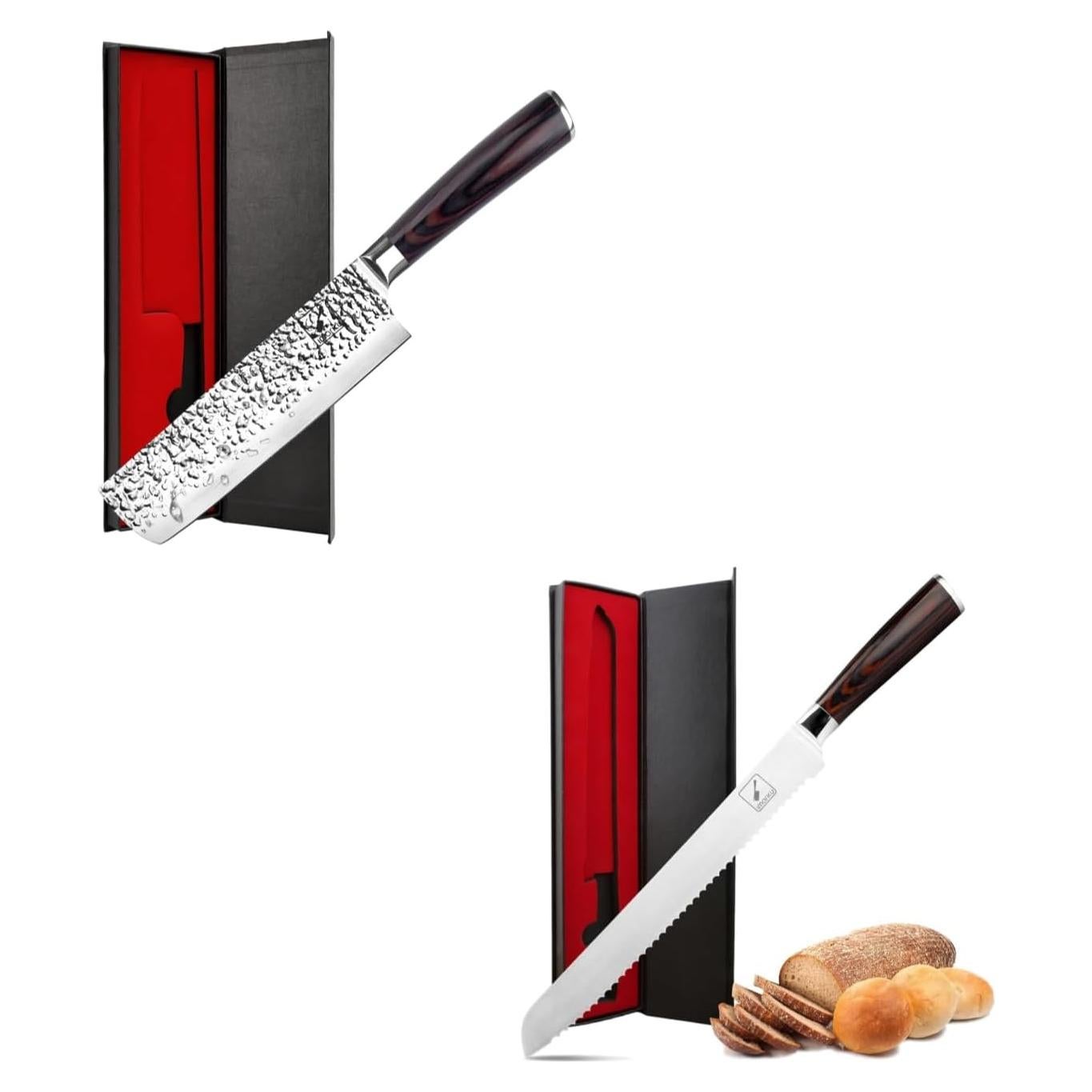 Cuchillo de Pan Serrado Imarku 25.4 cm y Nakiri 17.8 cm