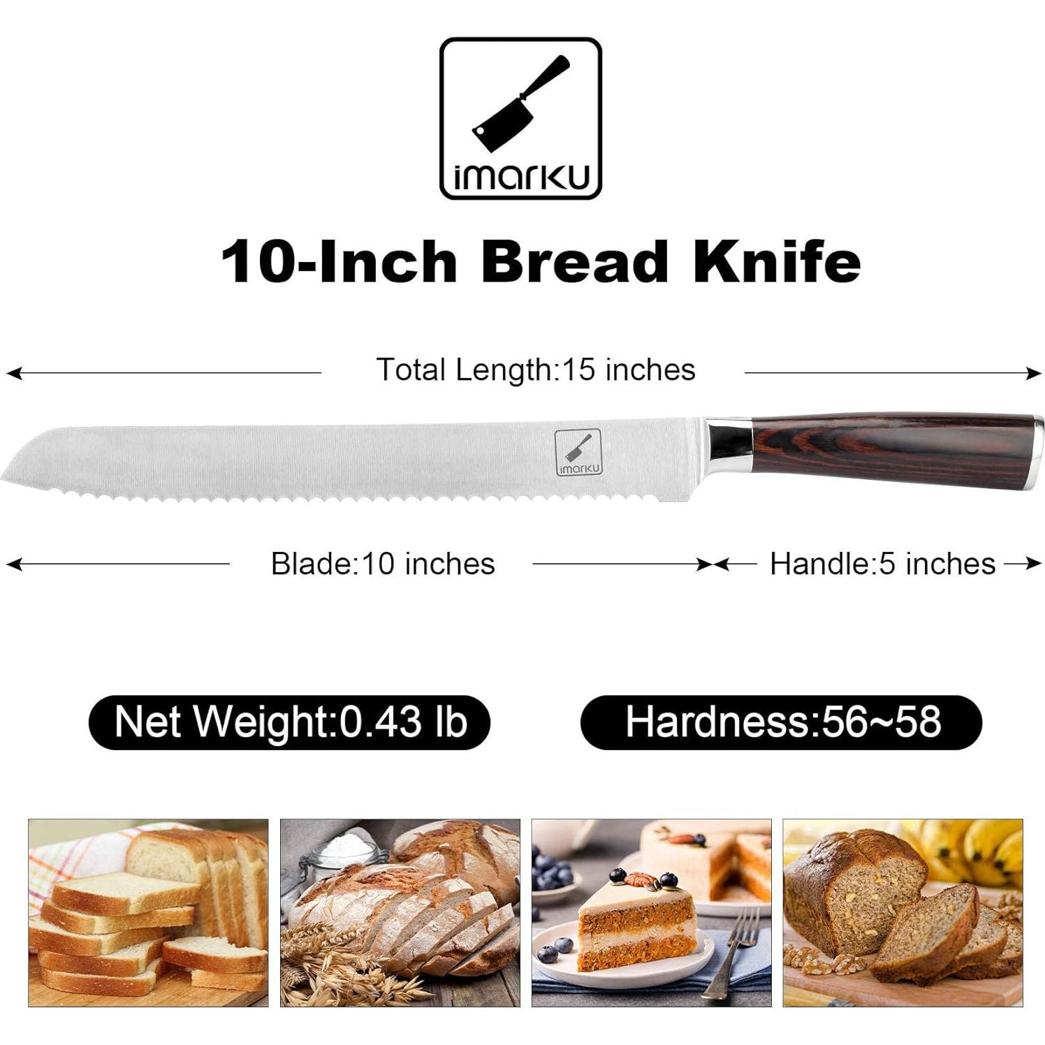 Cuchillo de Pan Serrado Imarku 25.4 cm y Nakiri 17.8 cm