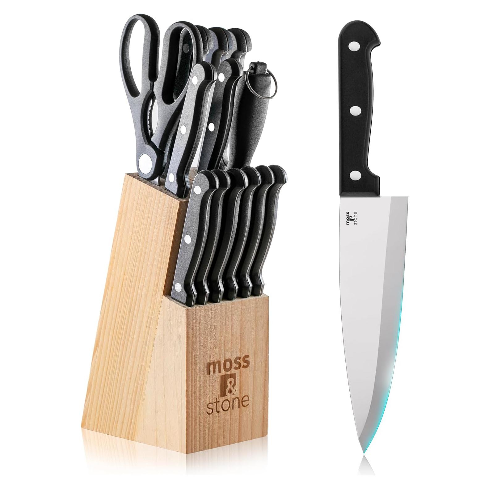 Juego de Cuchillos de Cocina 14 Piezas Moss & Stone Negro