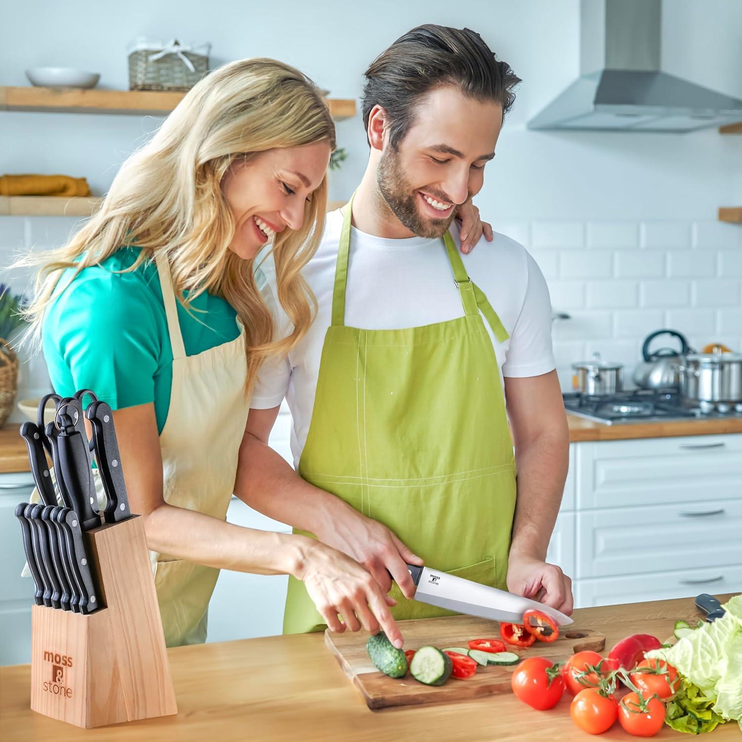 Juego de Cuchillos de Cocina 14 Piezas Moss & Stone Negro