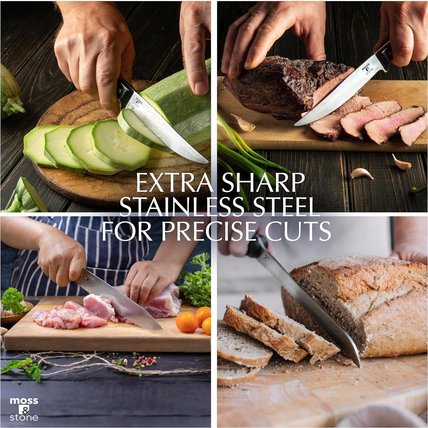 Juego de Cuchillos de Cocina 14 Piezas Moss & Stone Negro