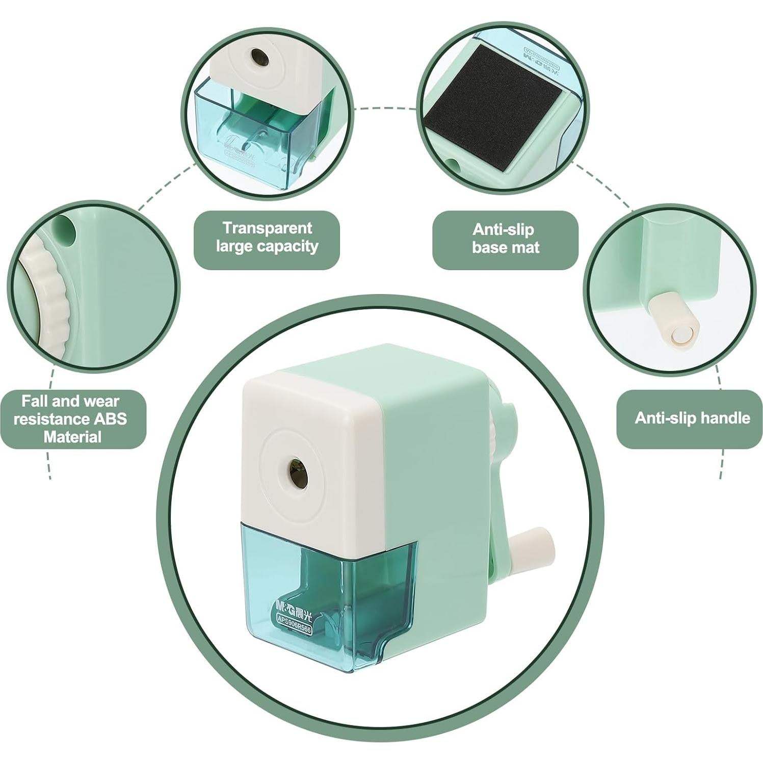 Sacapuntas Manual M&G Verde con Punta Ajustable y Cuchilla Helicoidal