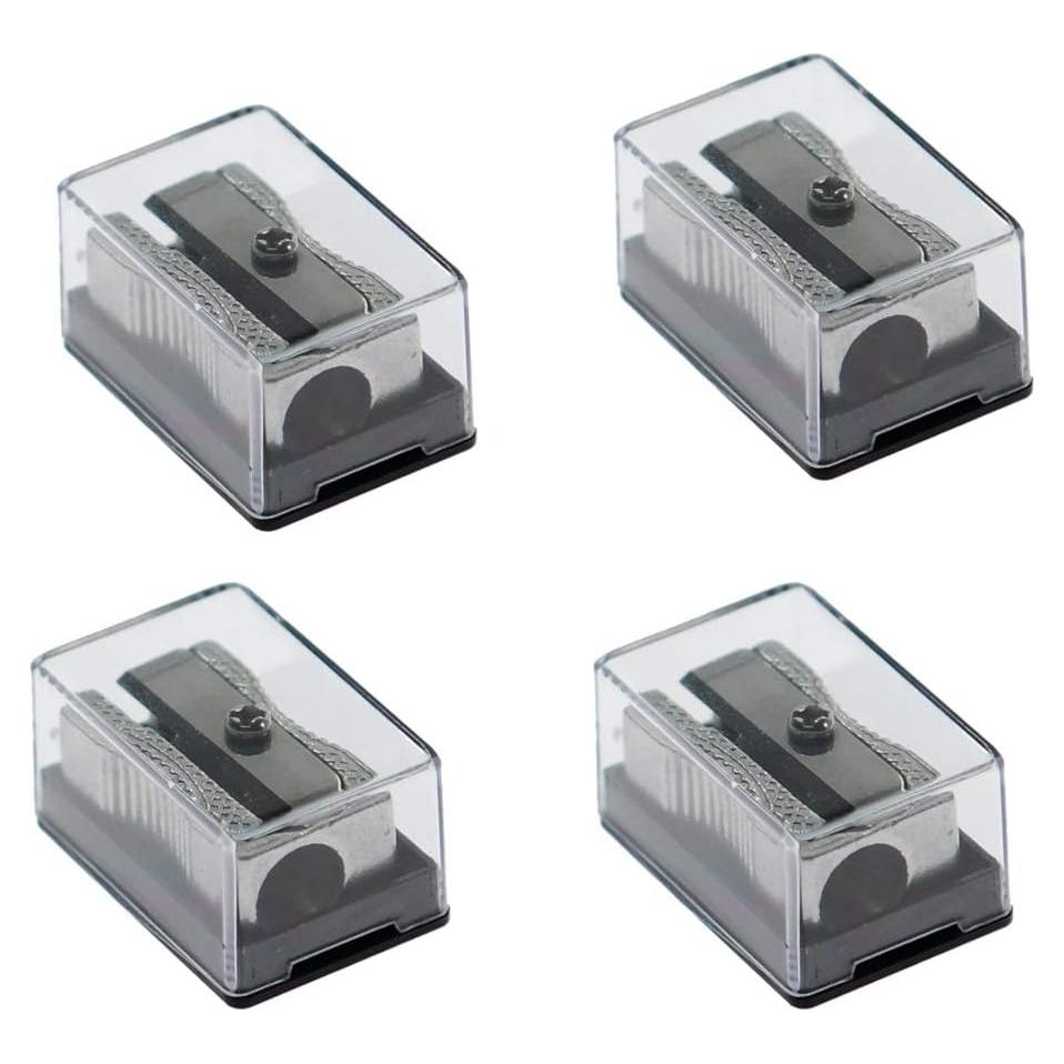 Sacapuntas Doble WEKOIL de Metal con Tapa Acrílica - 4 Pcs