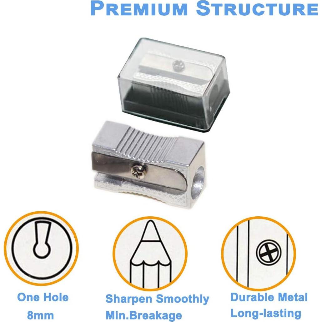 Sacapuntas Doble WEKOIL de Metal con Tapa Acrílica - 4 Pcs