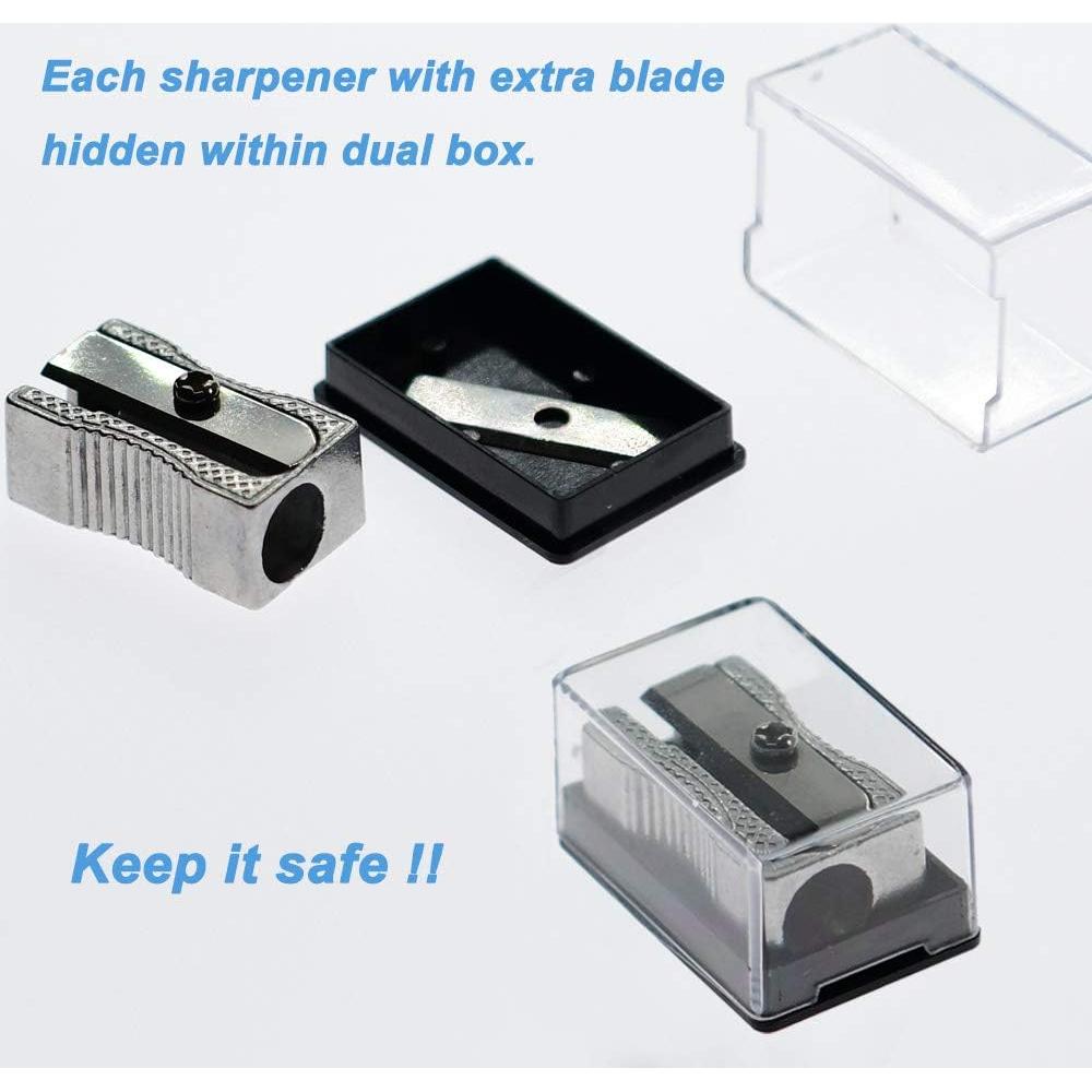 Sacapuntas Doble WEKOIL de Metal con Tapa Acrílica - 4 Pcs