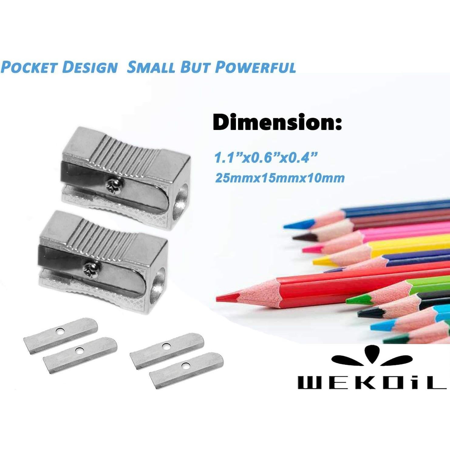 Sacapuntas Doble WEKOIL de Metal con Tapa Acrílica - 4 Pcs