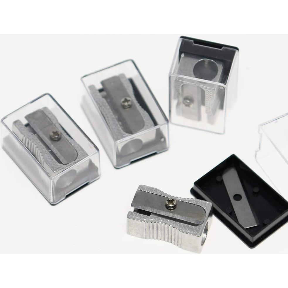 Sacapuntas Doble WEKOIL de Metal con Tapa Acrílica - 4 Pcs