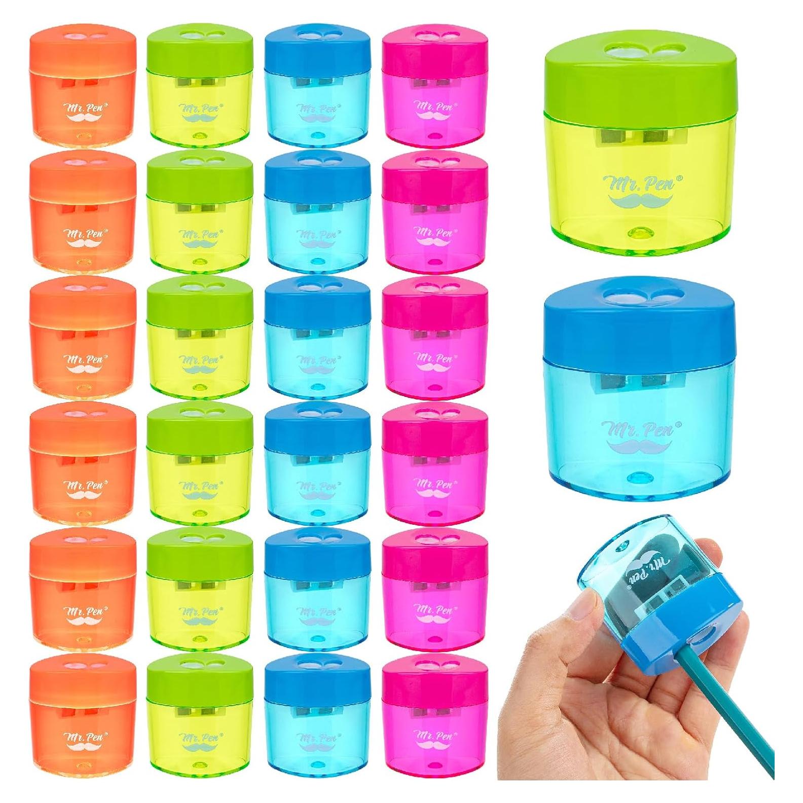 Sacapuntas Manual Mr. Pen Doble Agujero Set 24 Multicolor