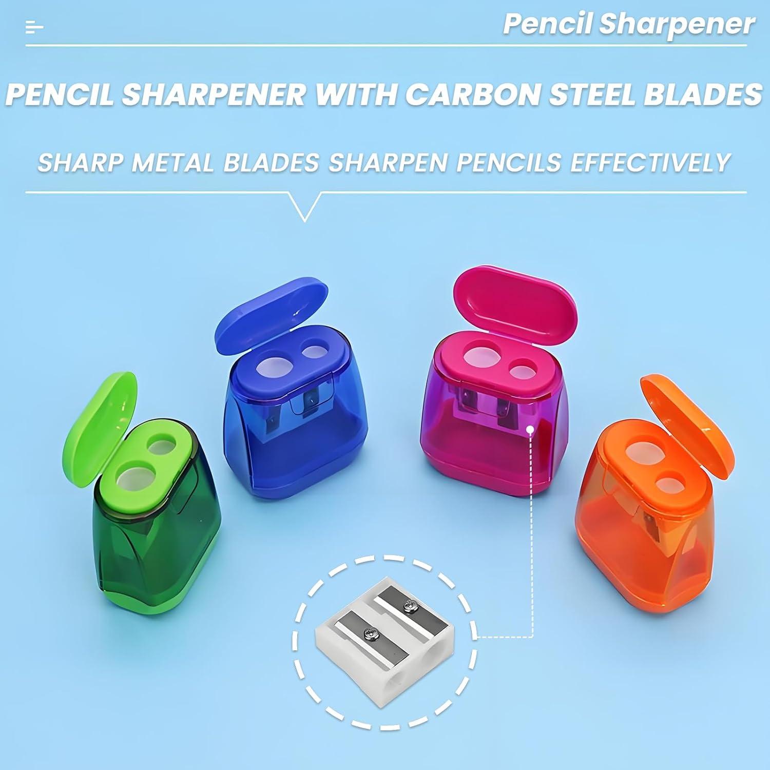 Paquete de 7 Sacapuntas Manuales Aurbuex Doble Orificio