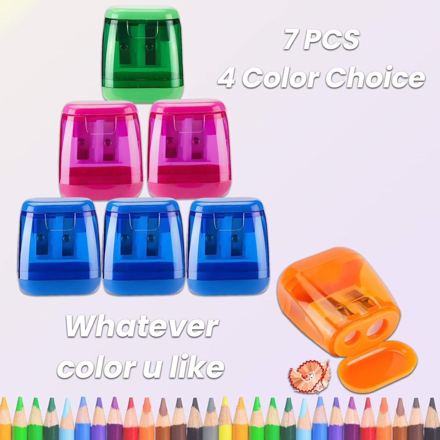 Paquete de 7 Sacapuntas Manuales Aurbuex Doble Orificio