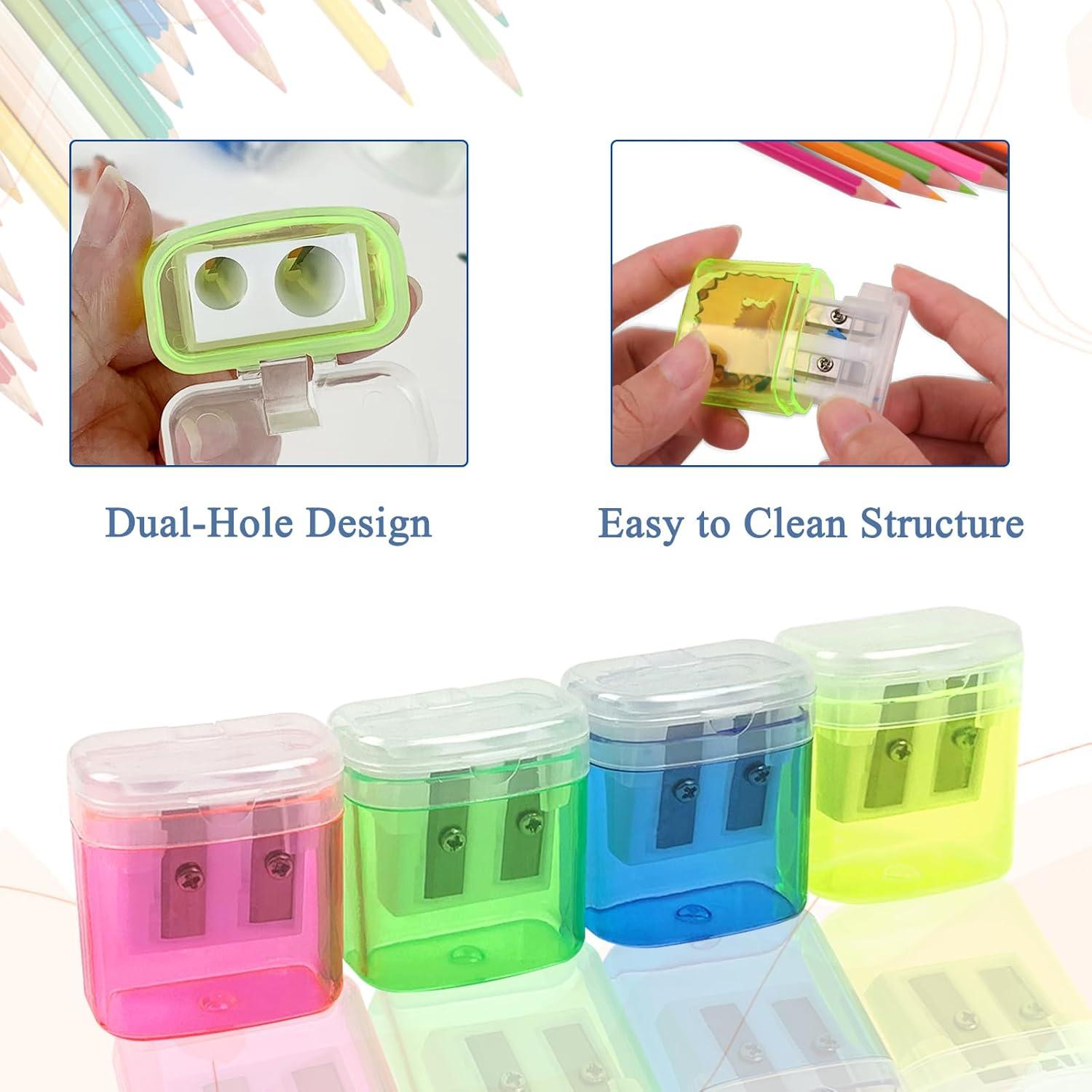 Sacapuntas Doble Orificio ZUFECY 6 Pack Manual Rosa