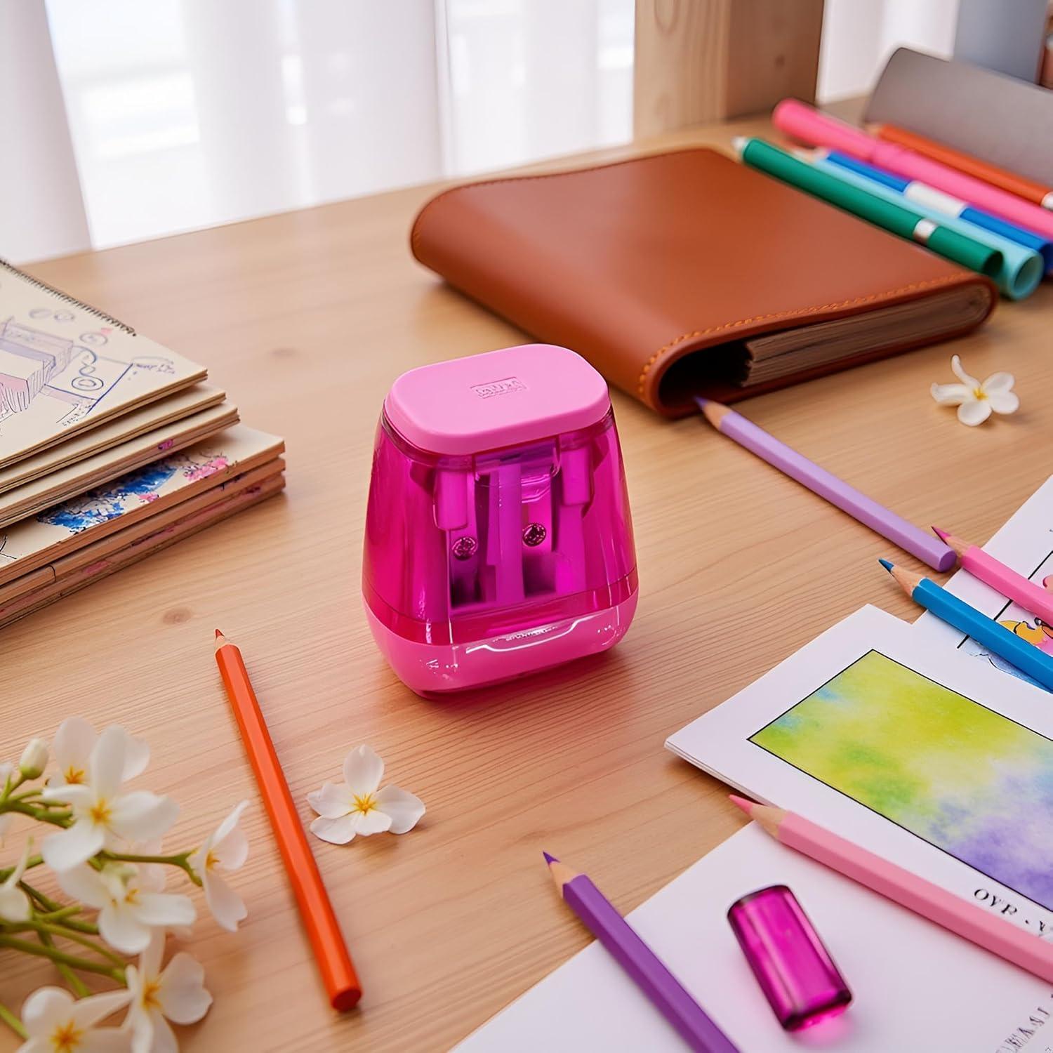 Sacapuntas Manual Doble Agujero Juroicessry Rosa Fucsia