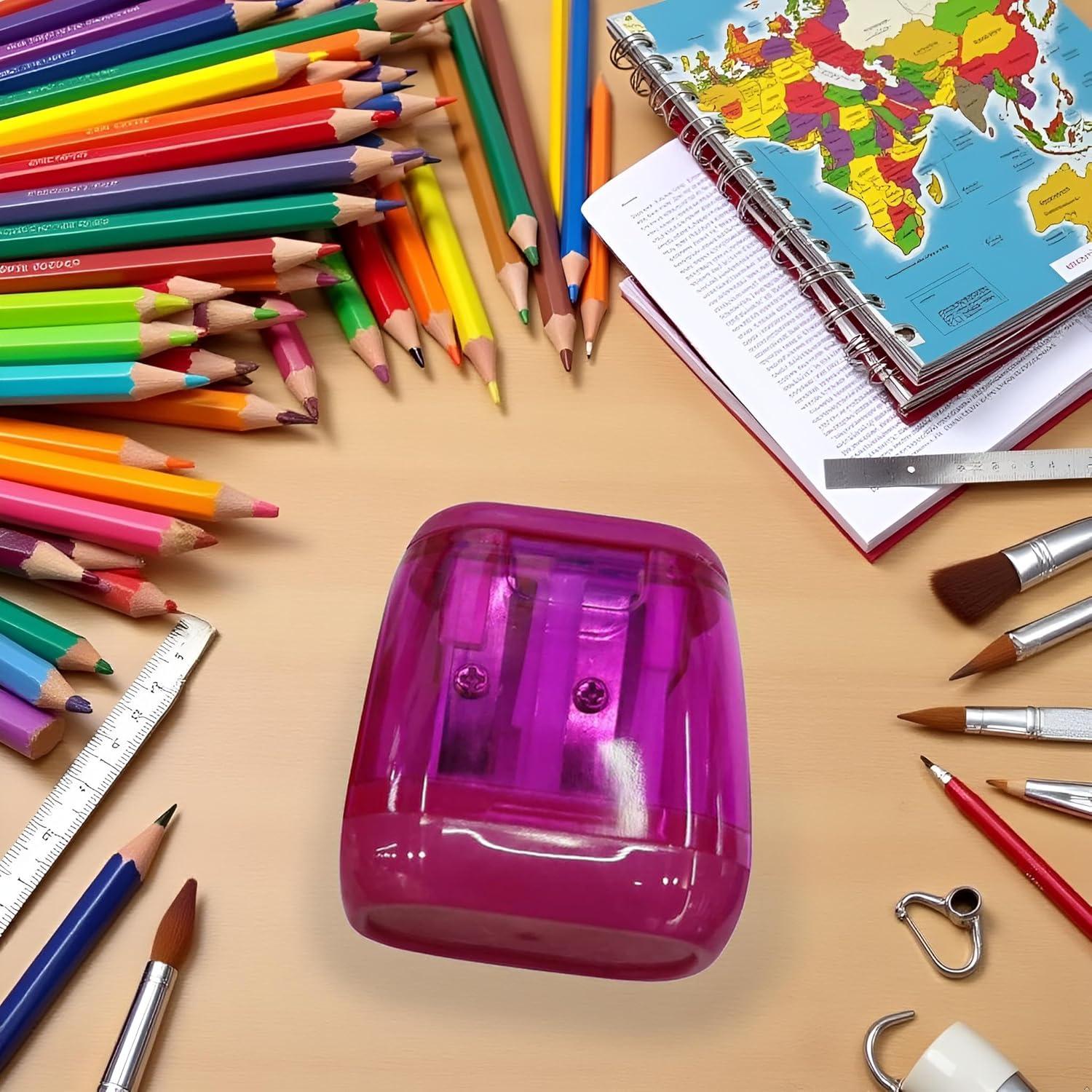 Sacapuntas Manual Doble Agujero Juroicessry Rosa Fucsia