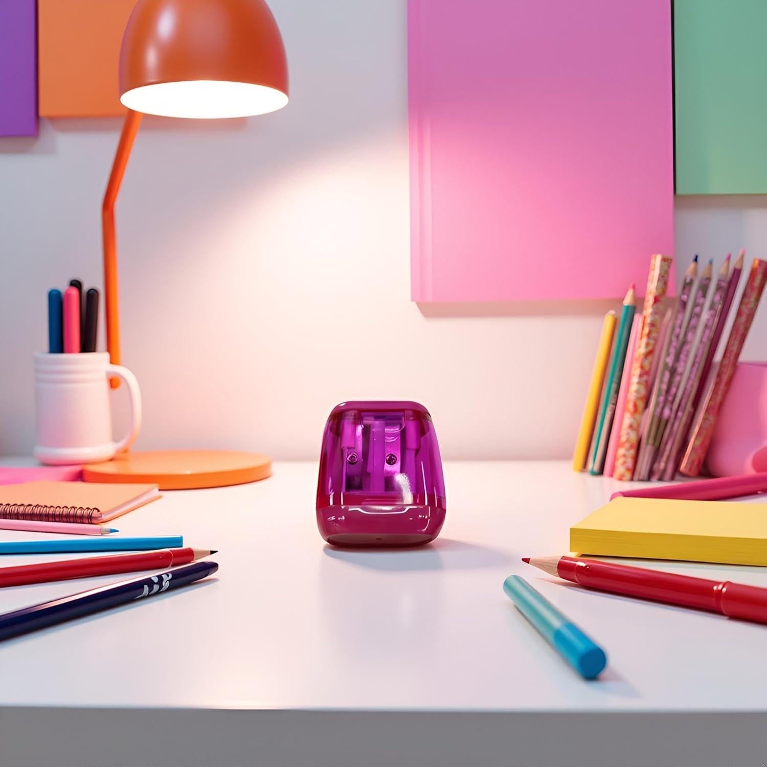 Sacapuntas Manual Doble Agujero Juroicessry Rosa Fucsia