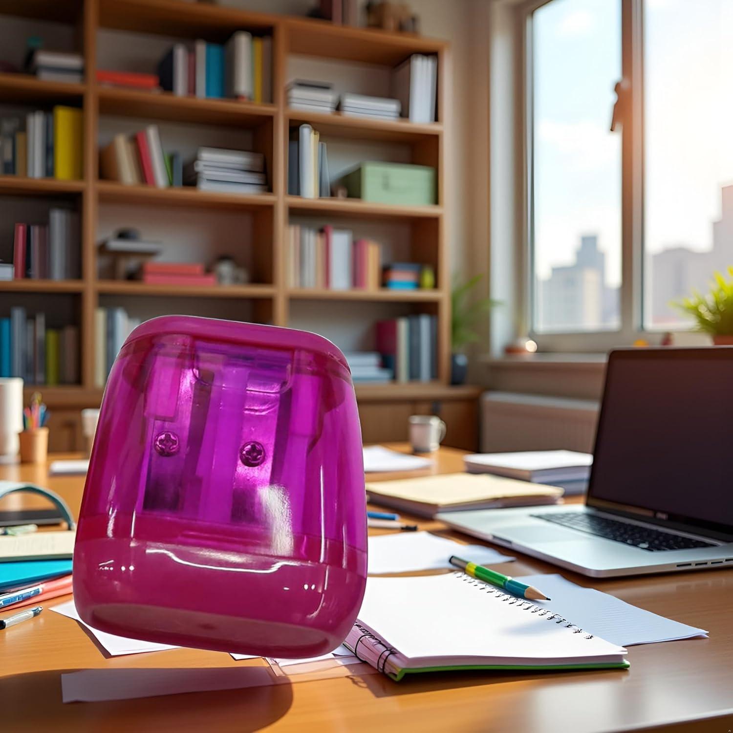 Sacapuntas Manual Doble Agujero Juroicessry Rosa Fucsia