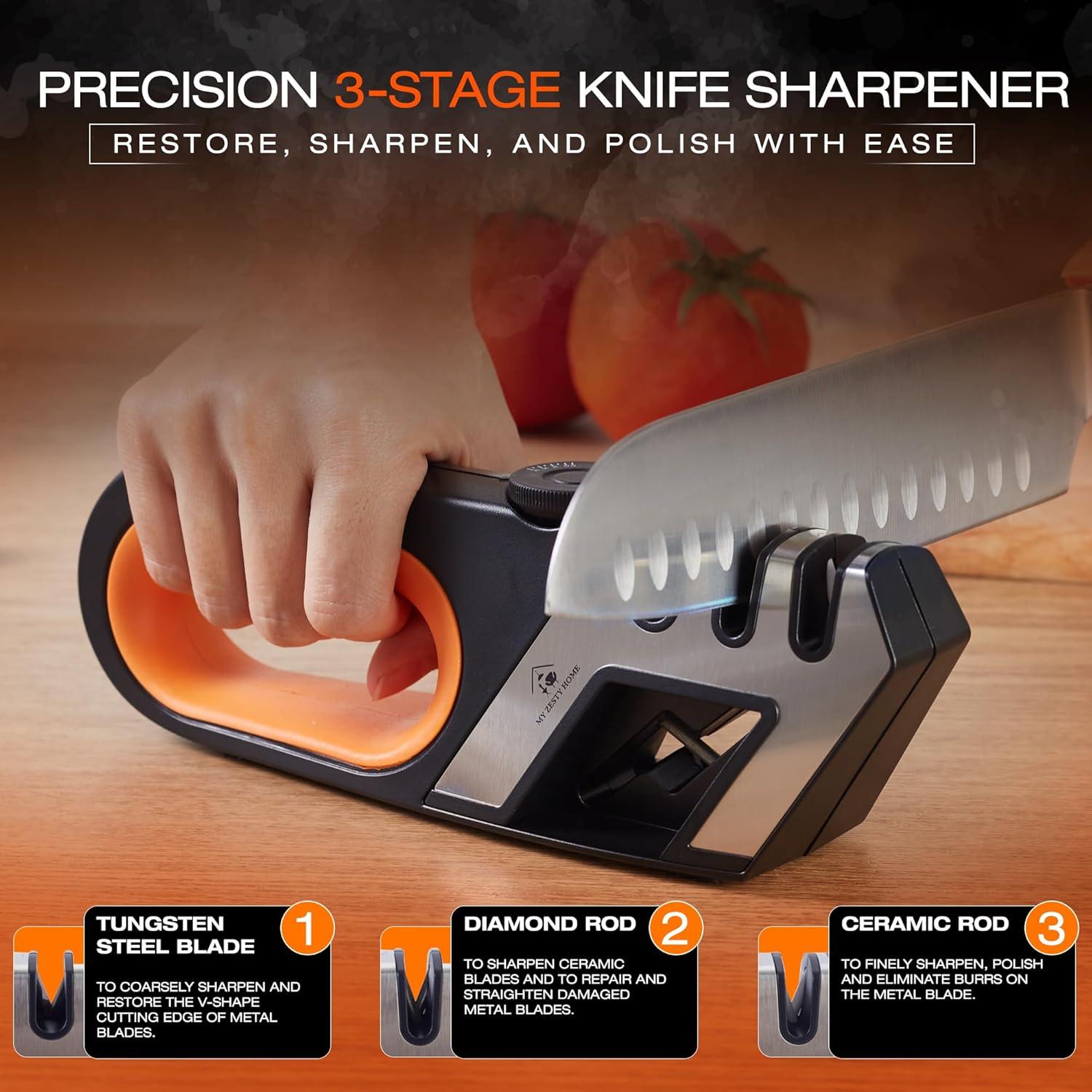 Afilador de cuchillos y tijeras My Zesty Home 3 pasos 21.5cm