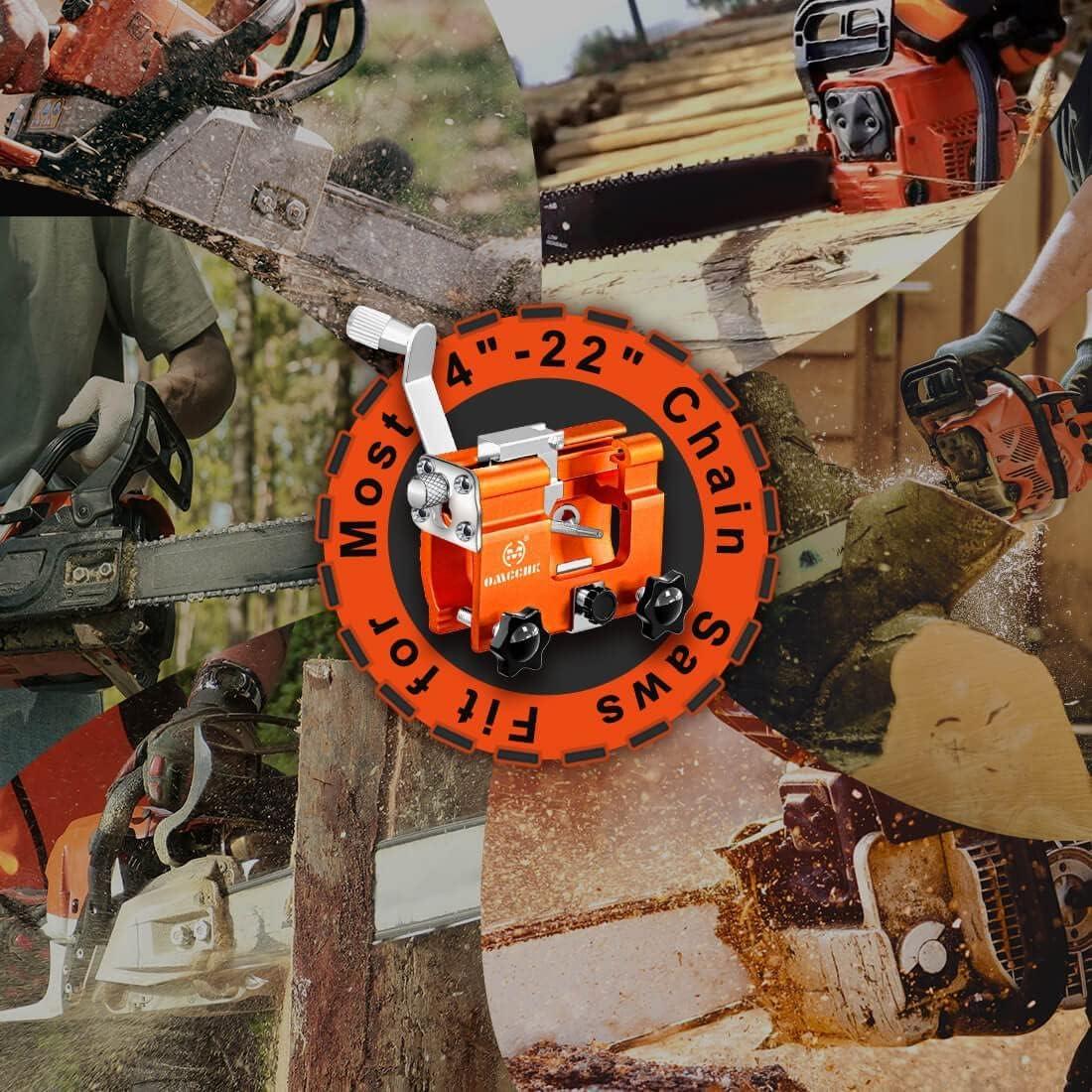 Kit Afilador de Motosierra OMCCHK Manual 3 Piezas Naranja