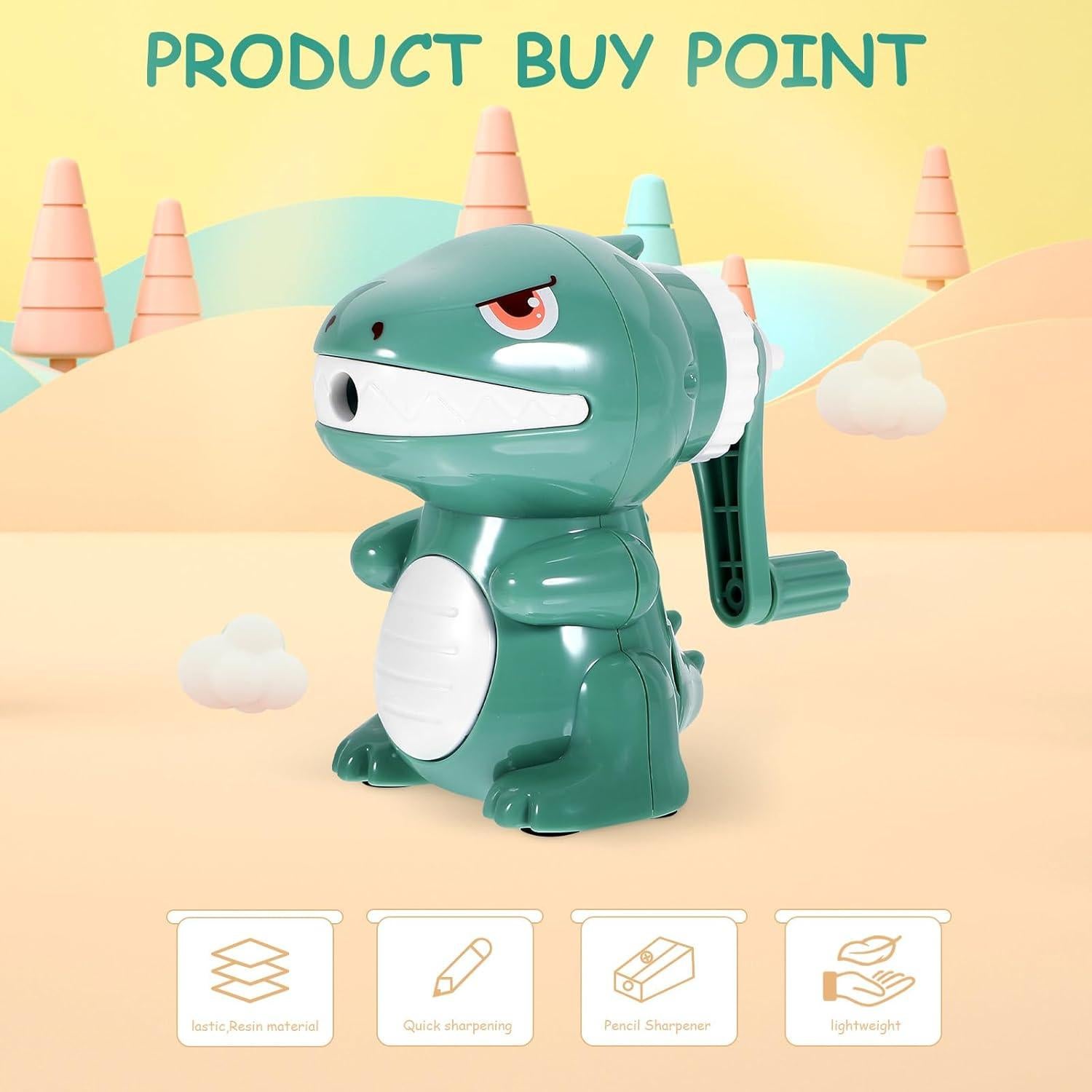 Sacapuntas Manual Tofficu Dinosaurio Verde - Compacto y Ligero