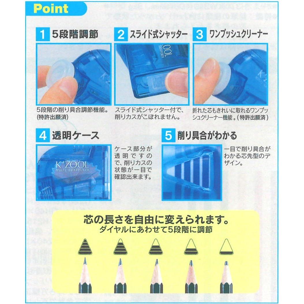 Sacapuntas Ajustable Kutsuwa K'ZOOL Azul Transparente