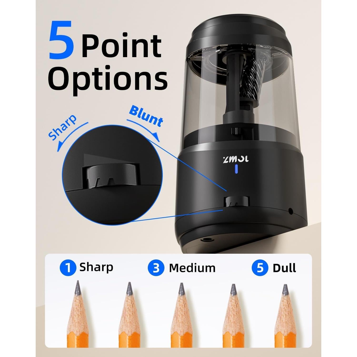 Afilador Eléctrico ZMOL JY-015 con Parada Automática y 5 Velocidades