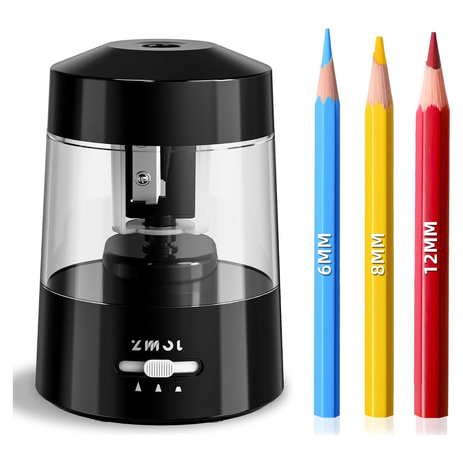 Afilador de Lápices Eléctrico ZMOL Negro 6-12mm Batería
