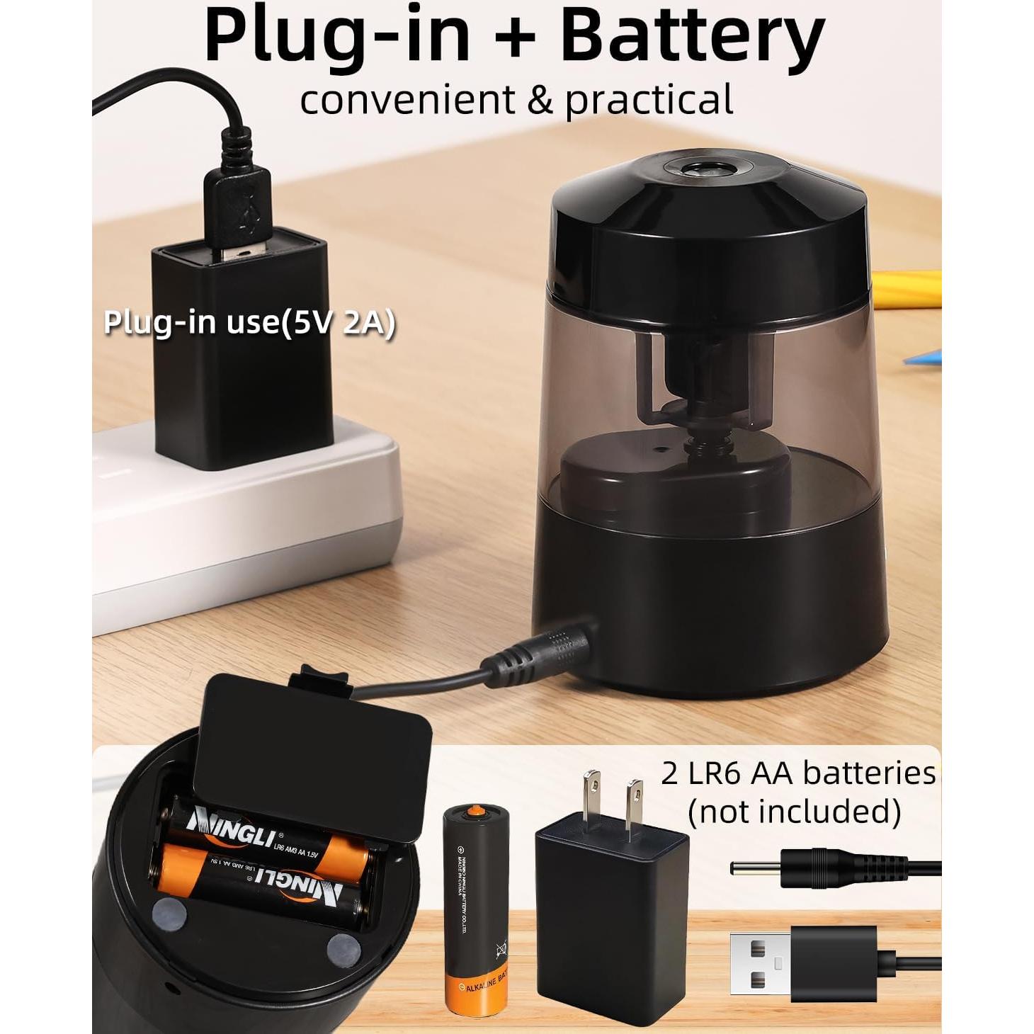 Afilador de Lápices Eléctrico ZMOL Negro 6-12mm Batería