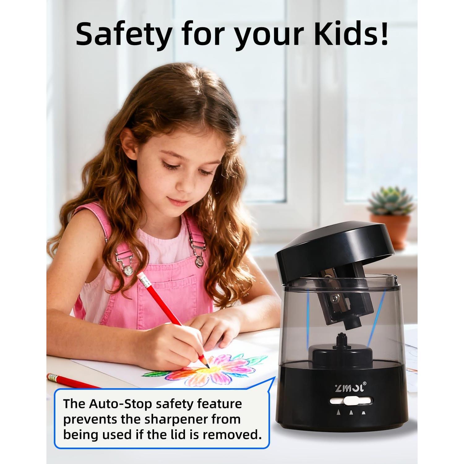 Afilador de Lápices Eléctrico ZMOL Negro 6-12mm Batería