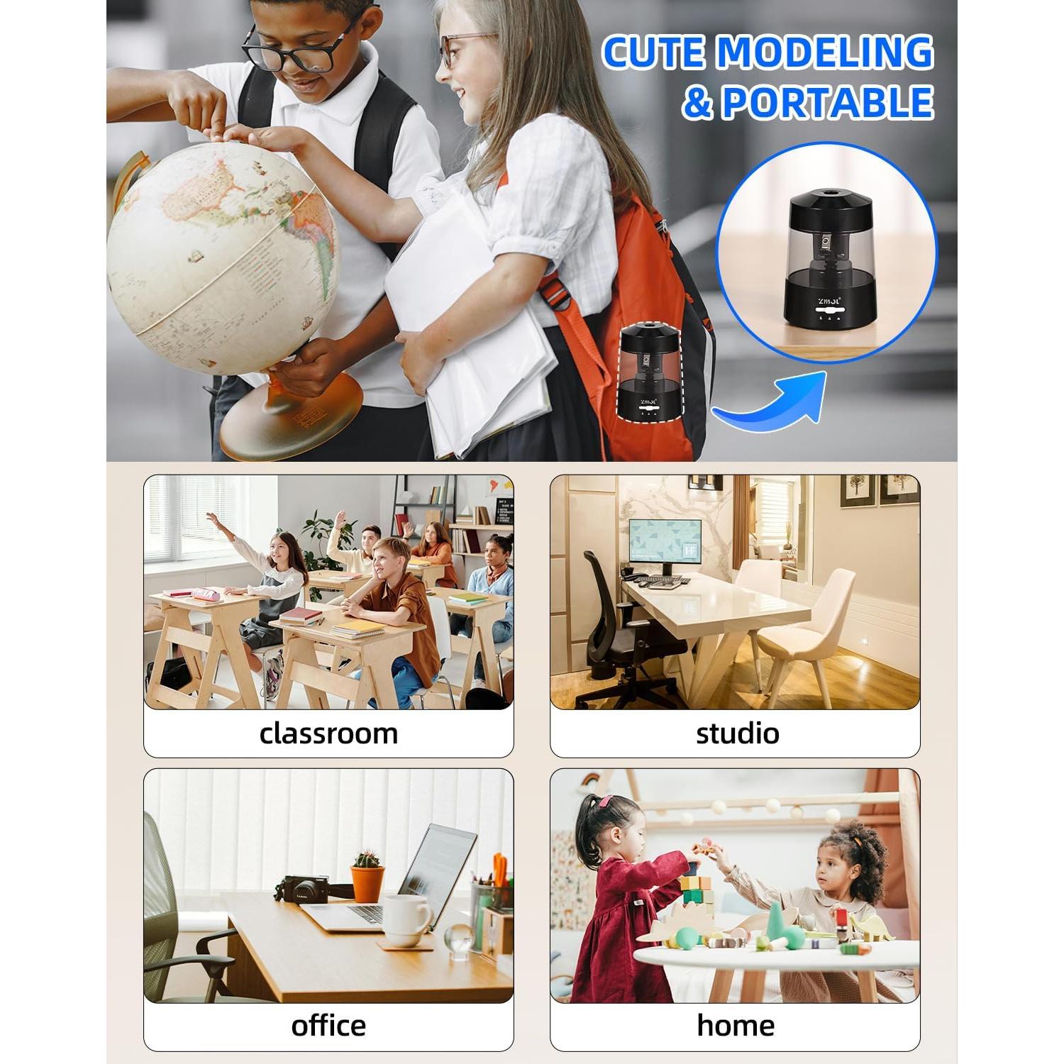 Afilador de Lápices Eléctrico ZMOL Negro 6-12mm Batería