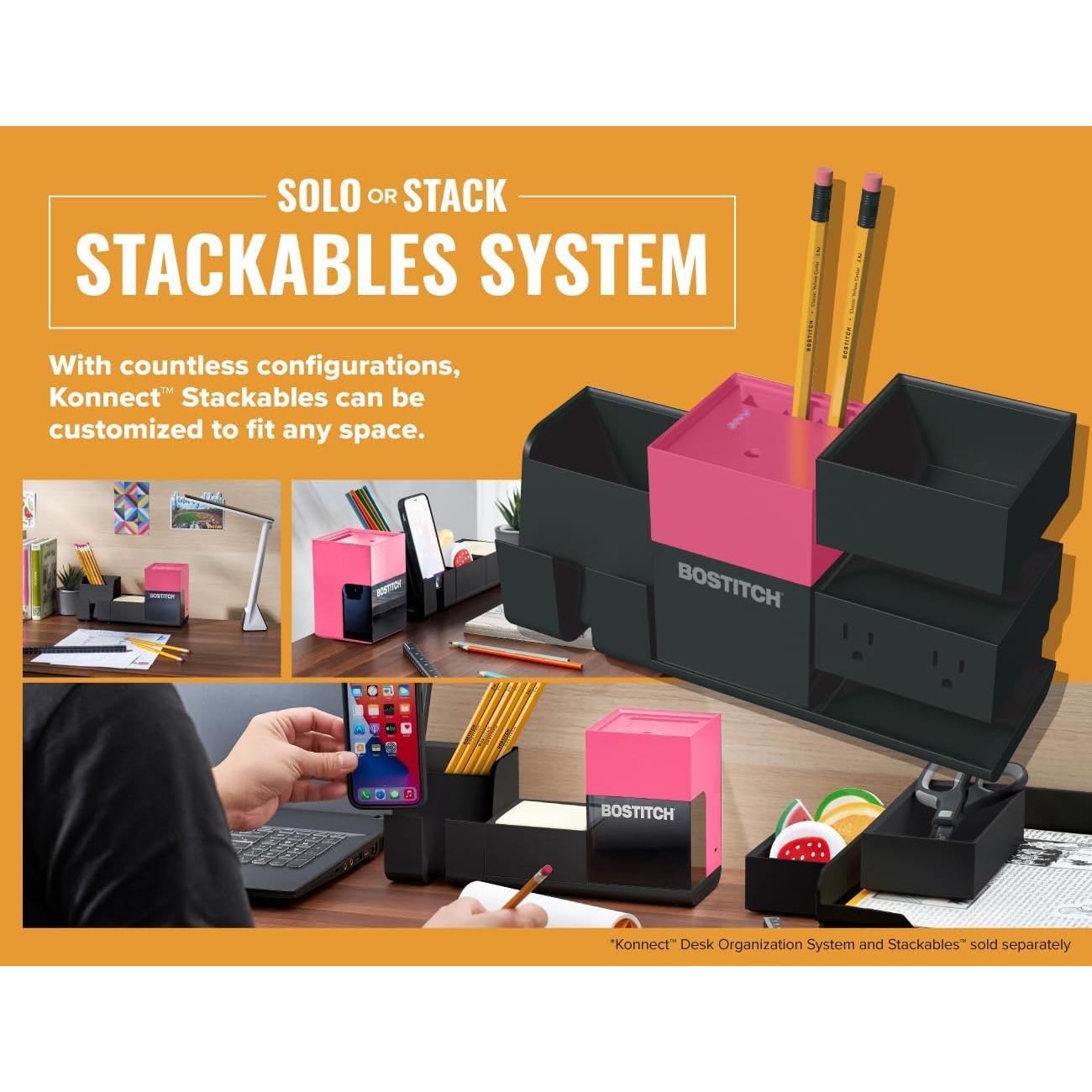 Sacapuntas Eléctrico Bostitch Konnect Rosa Recargable USB-C