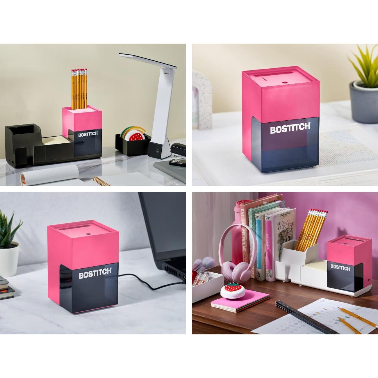 Sacapuntas Eléctrico Bostitch Konnect Rosa Recargable USB-C