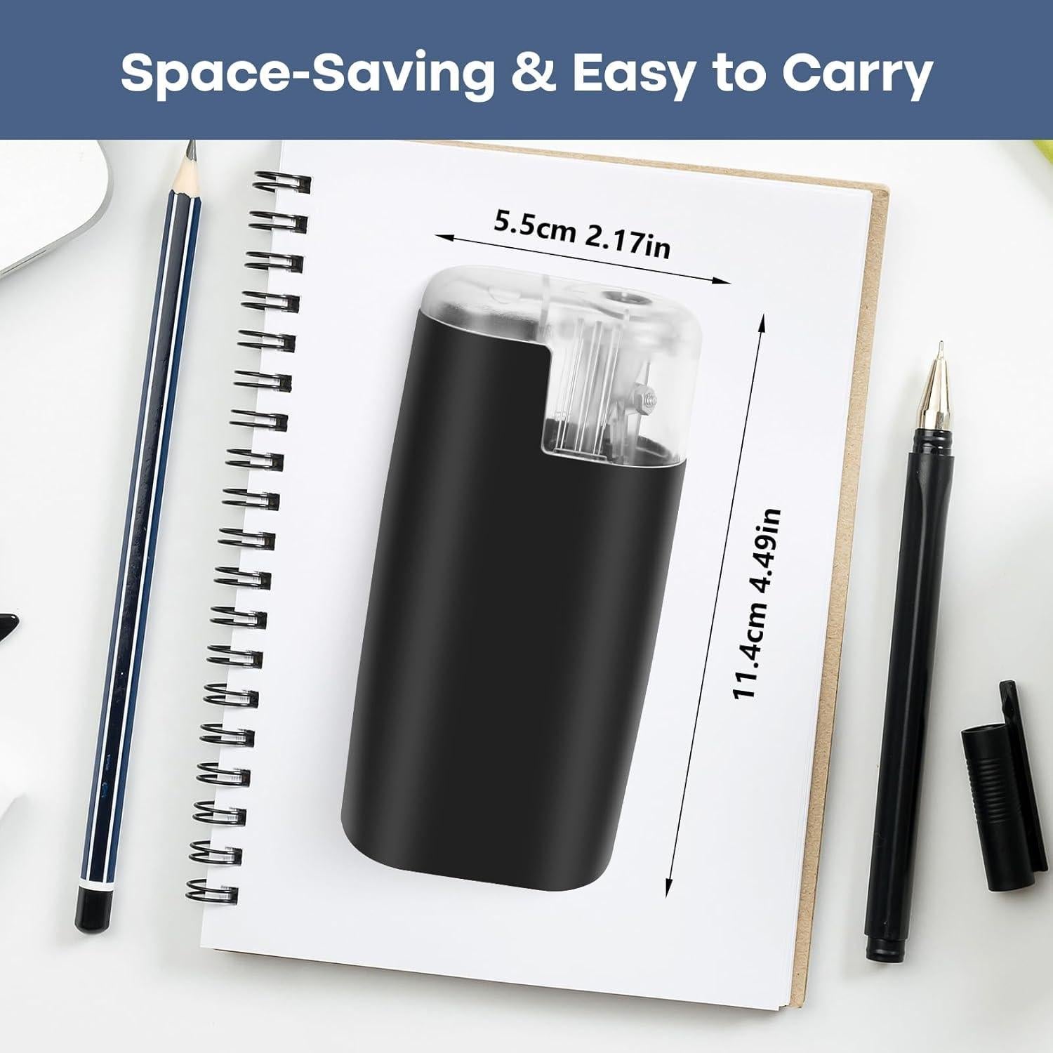 Sacapuntas Eléctrico Portátil BOCYTEOPR Negro - Compacto y Seguro