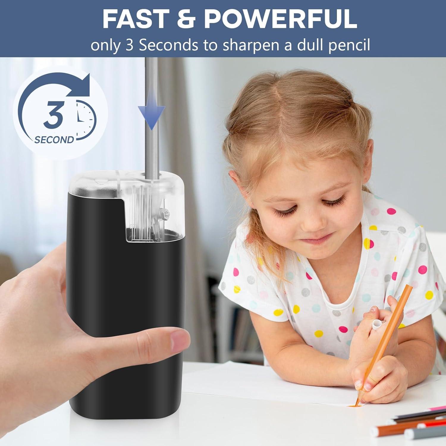 Sacapuntas Eléctrico Portátil BOCYTEOPR Negro - Compacto y Seguro