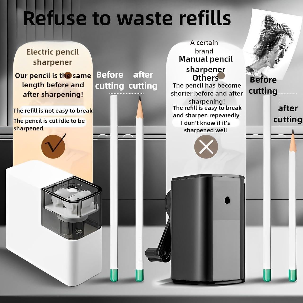 Sacapuntas Eléctrico ZQS a Batería para Lápices 6-8mm