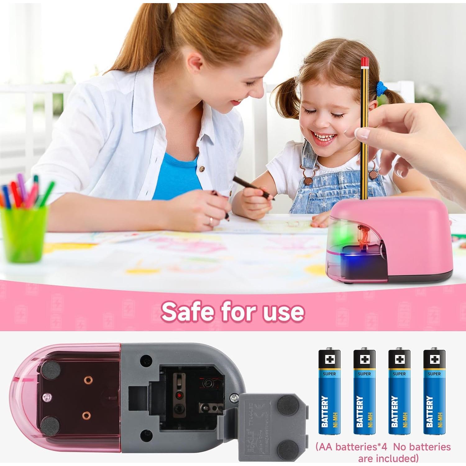 Sacapuntas Eléctrico BOCYTEOPR Rosa a Batería con Luz LED