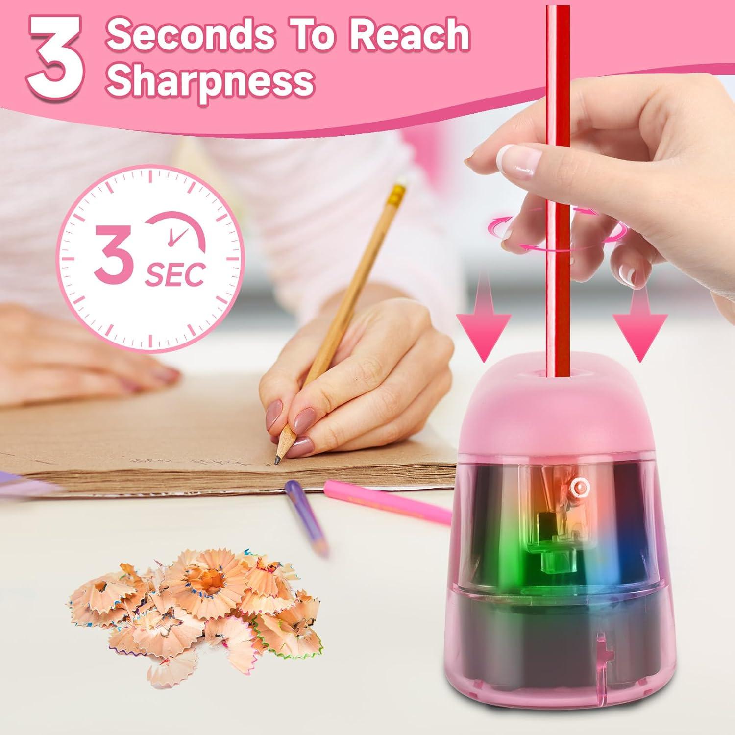 Sacapuntas Eléctrico BOCYTEOPR Rosa a Batería con Luz LED