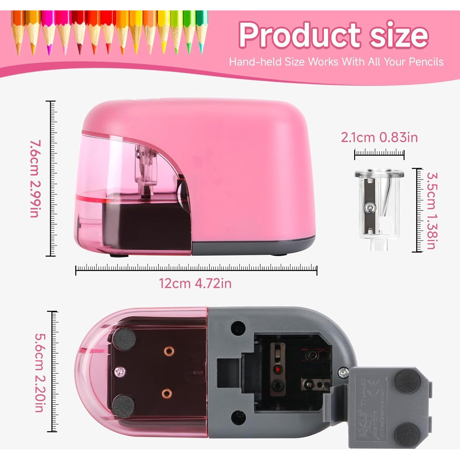 Sacapuntas Eléctrico BOCYTEOPR Rosa a Batería con Luz LED