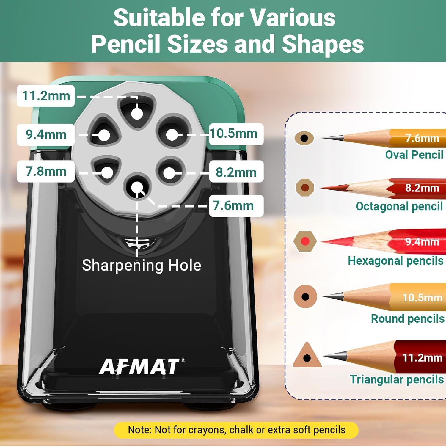 Sacapuntas Eléctrico AFMAT PSD1 Verde 6 Agujeros Recargable