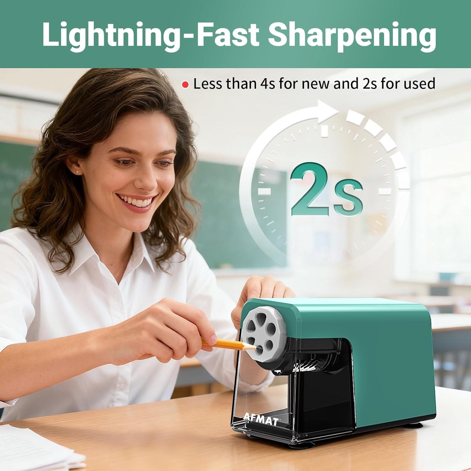 Sacapuntas Eléctrico AFMAT PSD1 Verde 6 Agujeros Recargable